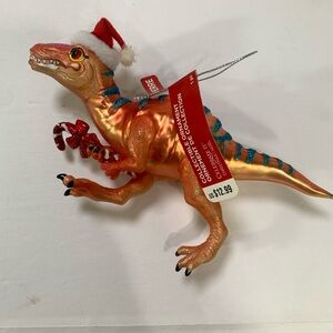 Celebrate It Festive Dinosaur Christmas Ornament with Santa Hat - NWT